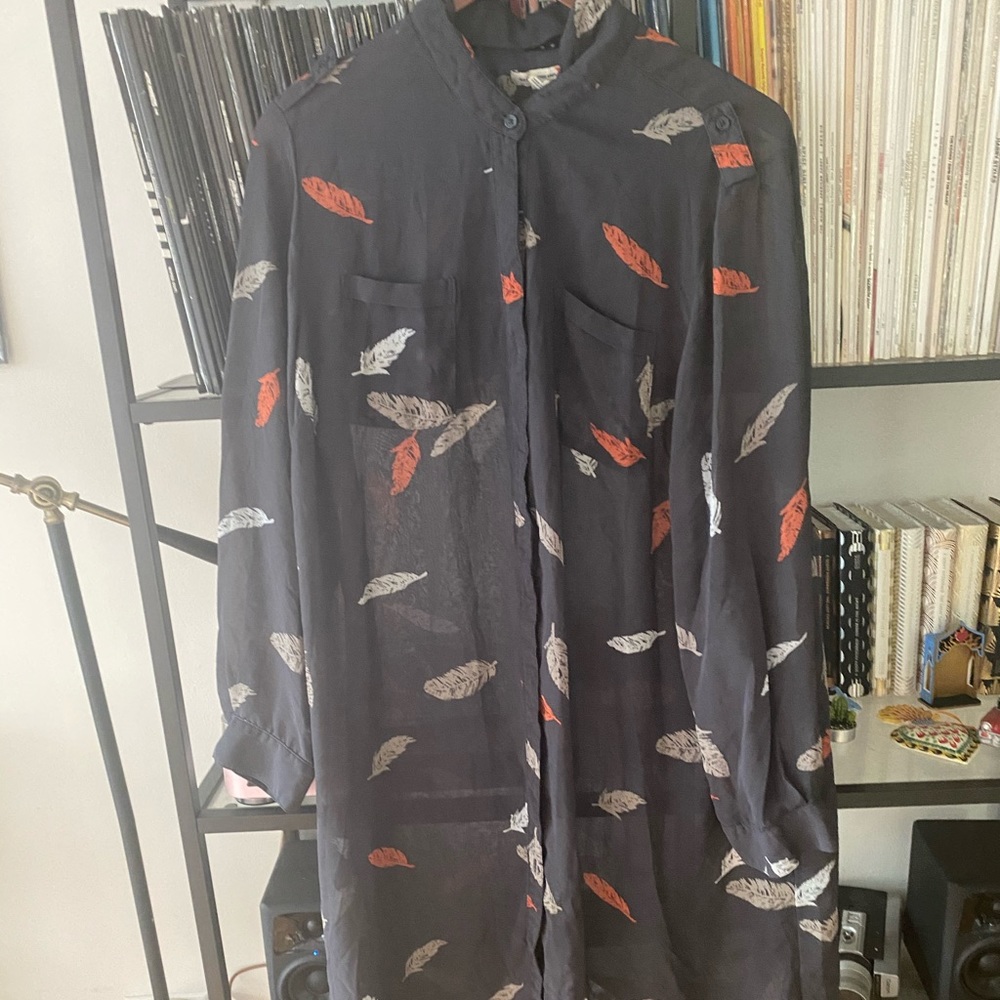 Old Navy sheer feather print tunic XXL
